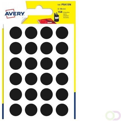 AVERY Handbeschrijfbare markeringspunten Ã 15 mm zwart handbeschrijfbaar PSA15N